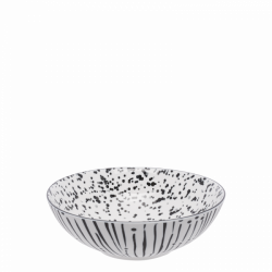 Cereal Bowl 17.5 cm, Inside speckled - BASIC white Lines black