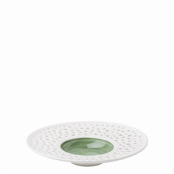 Soup Plate-Sky 23,5 cm olive / white outside - Gaya Atelier Perforated color