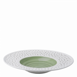 Gourmet plate deep 30 cm olive / white outside - Gaya Atelier Perforated color