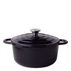Cast iron pot/ Cocotte black ø24 cm, 3.5 lt - Basic Lunasol Pans