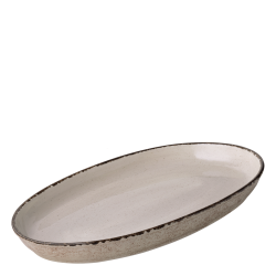Auflaufform oval 45 x 30 x 4.5 cm - Gaya Atelier light grey speckled