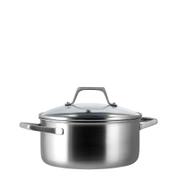 Casserole Ø 20 cm, H: 9.5 cm with glass lid - Sirius Terra Triply Lunasol