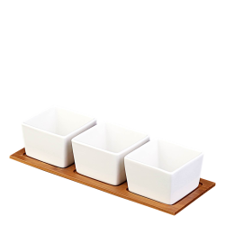 Bowl eckig mit Bambus-Tablett Set 4-tlg - BASIC Bamboo Lunasol