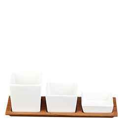 Bowl square with bambus tray Set 4-pcs. - BASIC Bamboo Lunasol