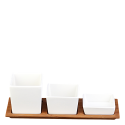 Bowl square with bambus tray Set 4-pcs. - BASIC Bamboo Lunasol