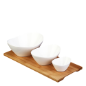 Bowl oval mit Bambus-Tablett Set 4-tlg - BASIC Bamboo Lunasol