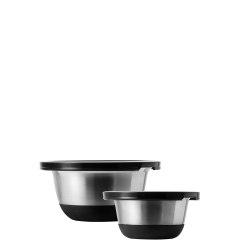 Mixing Bowl Set CNS 4pcs with Plastic Lid and Silikon Bottom - Basic Kitchen